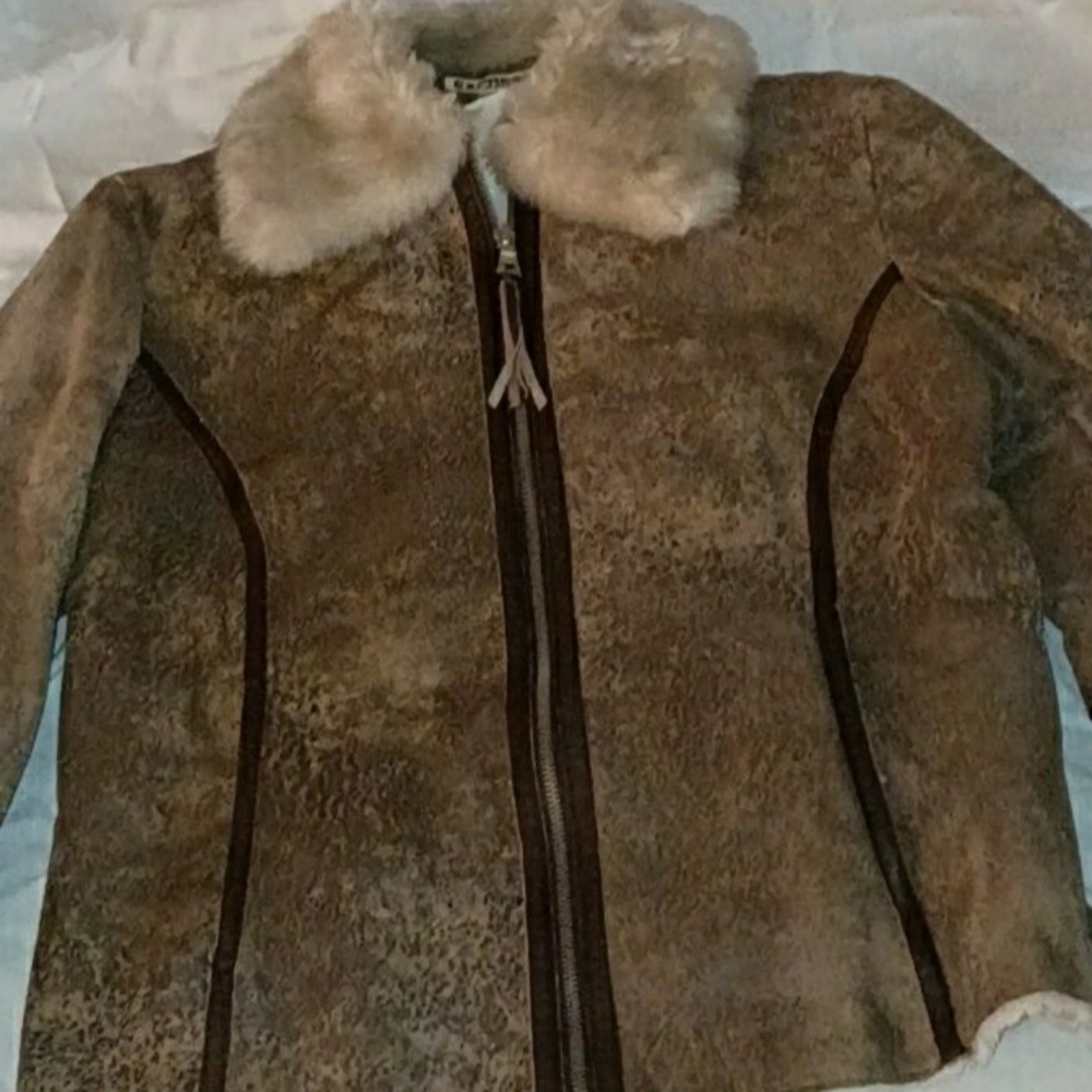 Express Brown Teddy Jacket with Cream Collar